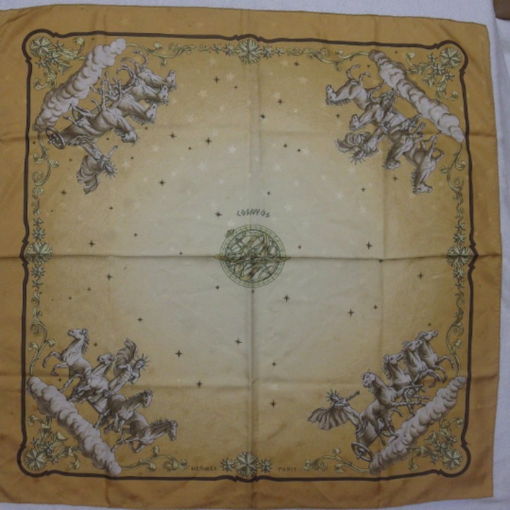 HERMES Silk Scarf Cosmos Jacquard Weave Stars 90cm